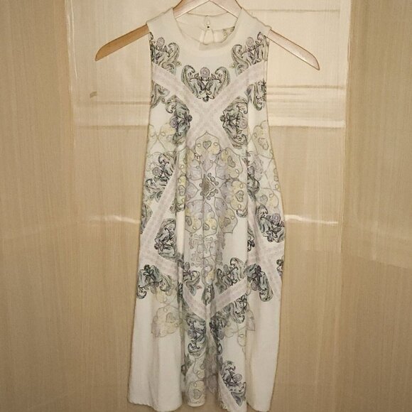 Blu Pepper Womens White Blue Paisley Stretchy Sleeveless Dress Medium - Picture 1 of 6